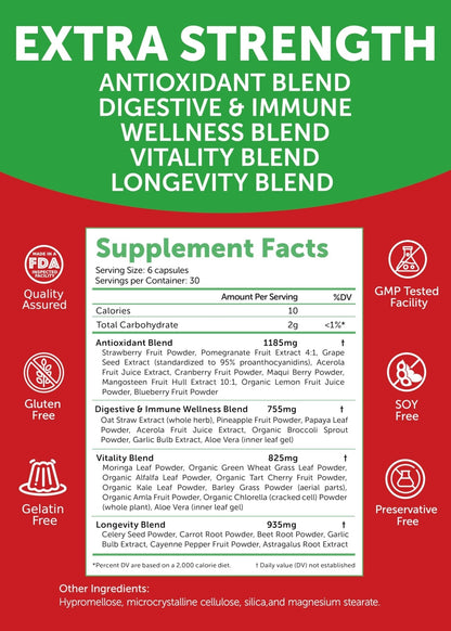 Lunakai USA Made Superfood Fruits & Veggies Supplement - All-in-One with 4 Blends & Scented Capsules, 180ct Super Veggie Capsules for Adults - Maple Wellness Supplements