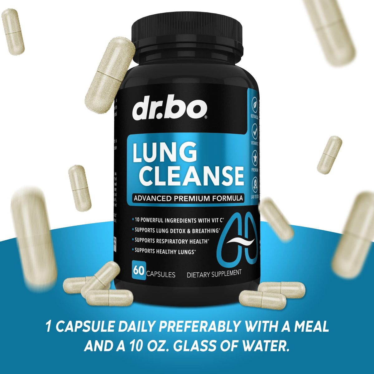 Lung Cleanse Support Supplement - Respiratory Supplements to Quit & Stop Smoking Aids - Herbal Detox for Lungs & Bronchial Health - Smokers Cleanser Breathe Aid for Mucus Clear Relief - 60 Capsules - Maple Wellness Supplements