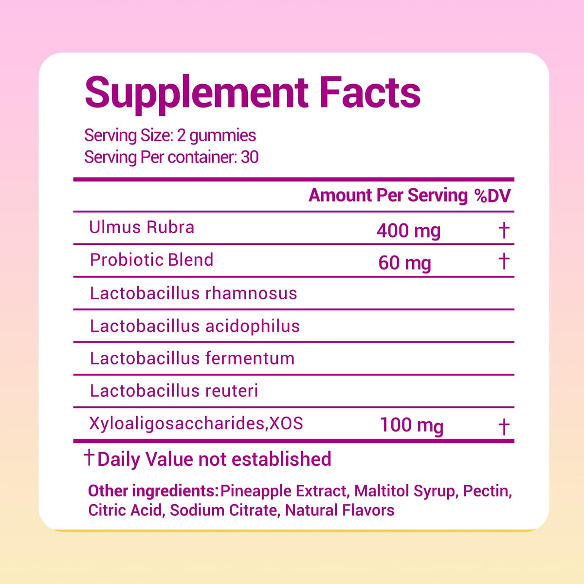 Lunivox Her Juicy Feminine Probiotics Gummies for Women, with Prebiotics & Slippery Elm - Promotes pH Balance, Gut Health & Immune Support - Pineapple Flavor, 60 Count - Maple Wellness Supplements