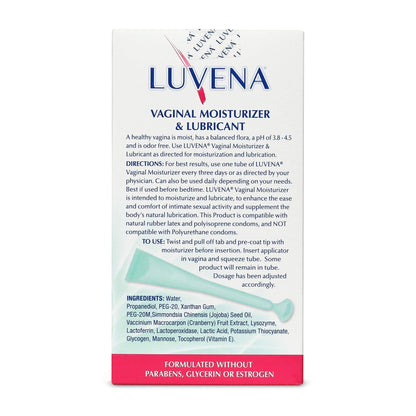 LUVENA Vaginal Moisturizer for Women, Long-Lasting, Intimate Care, Feminine Hydration, Menopause Support, Relieve Dryness & Irritation, Pre-Filled Applicators, pH Balanced, Water-Based, 30g (1 pack) - Maple Wellness Supplements