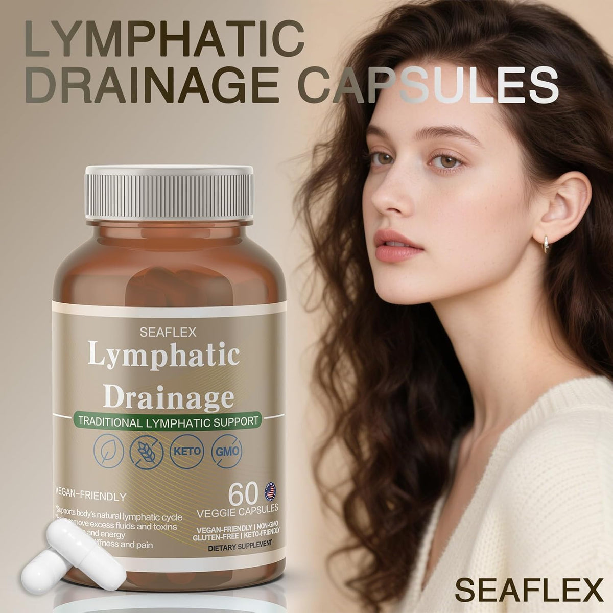 Lymphatic Drainage Capsules Natural Herbal Supplement for Fluid Balance & Immune Health, with Echinacea, Dandelion, and Burdock 60 Capsules - Maple Wellness Supplements