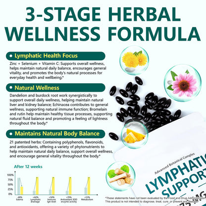 Lymphatic Drainage Supplements, 240 Softgels, Lymph System Support Supplement for Women & Men, 21-in-1 Herbal Blend with Echinacea, Burdock Root, Dandelion, Turmeric for Fluid Balance & Immune Support - Maple Wellness Supplements