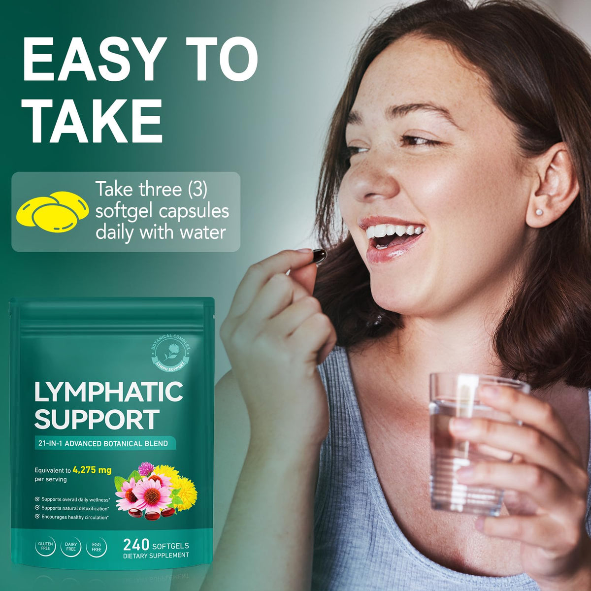 Lymphatic Drainage Supplements, Lymphatic Support Softgels for Immune Health, Plant-Based Formula with Echinacea, Burdock Root, Elderberry, Bromelain, Turmeric, 240 Softgels -2Pack - Maple Wellness Supplements