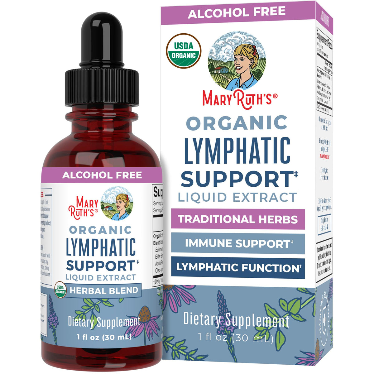 Lymphatic Support Drops by MaryRuth's | USDA Organic Lymphatic Cleanse Immune Support Supplement| Lymphatic Support with Echinacea & Elderberry | Blue Vervain | Vegan | Non-GMO | 30 Servings - Maple Wellness Supplements