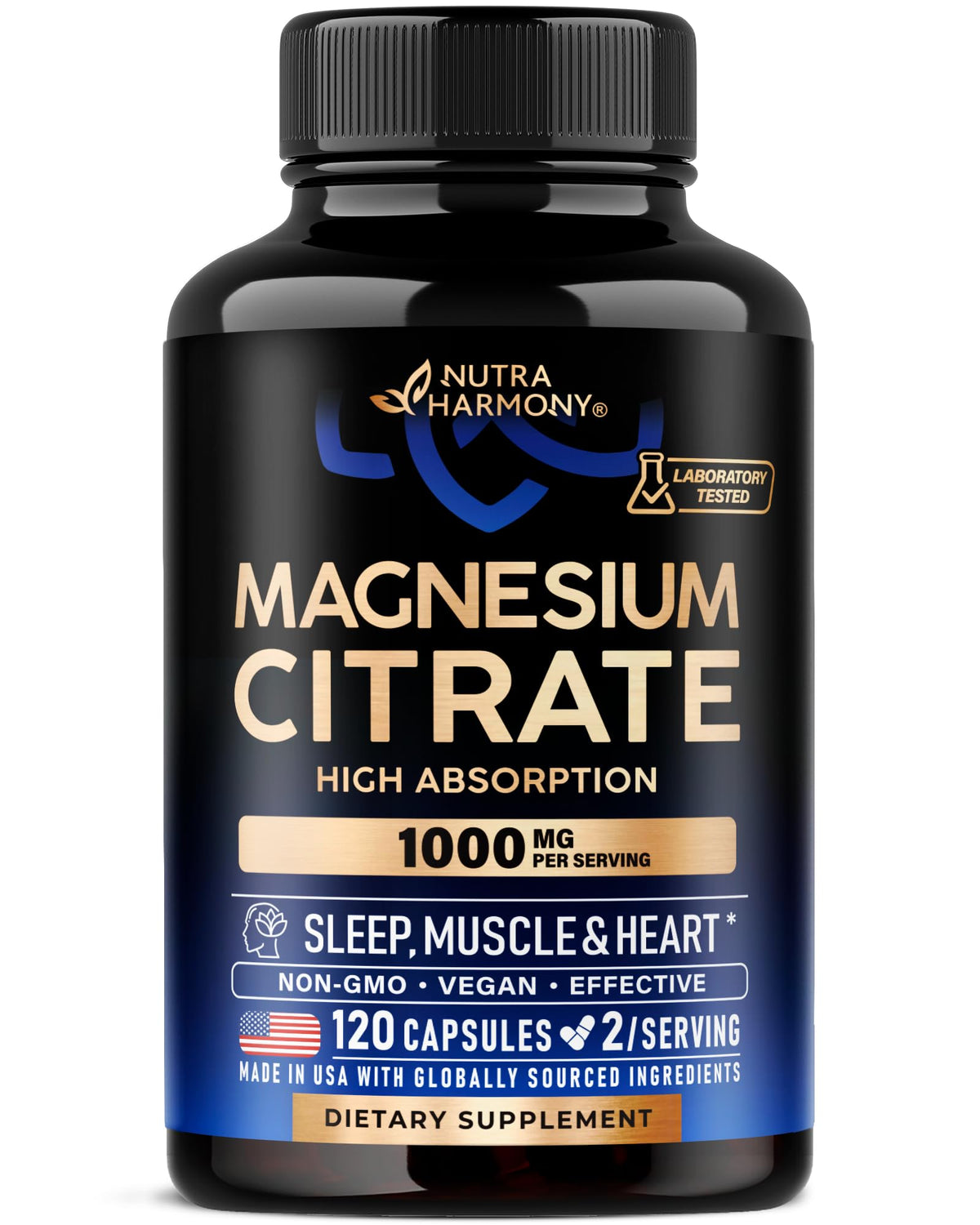 Magnesium Citrate Capsules 1000mg | High Absorption Supplement - Sleep, Muscle & Heart Support - Vegan | Non-GMO - Made in USA - As Powder - Maple Wellness Supplements