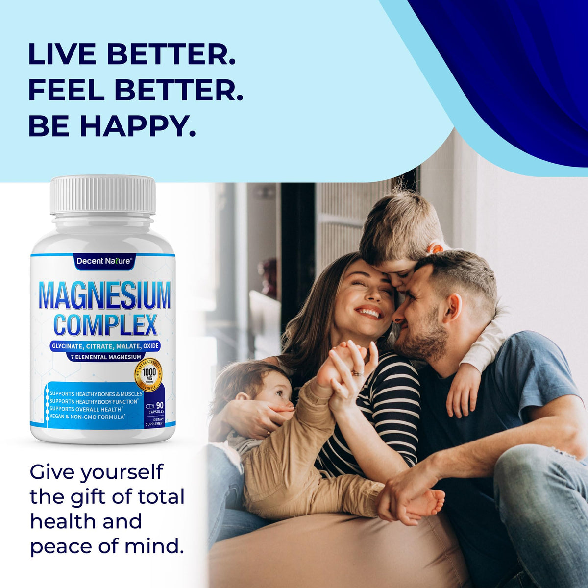 Magnesium Complex 7 Elemental Magnesium Supplement 1000mg – Magnesium Glycinate, Citrate, Malate, Taurate, Oxide, Aspartate, Orotate Non-GMO 90 Capsules - Maple Wellness Supplements