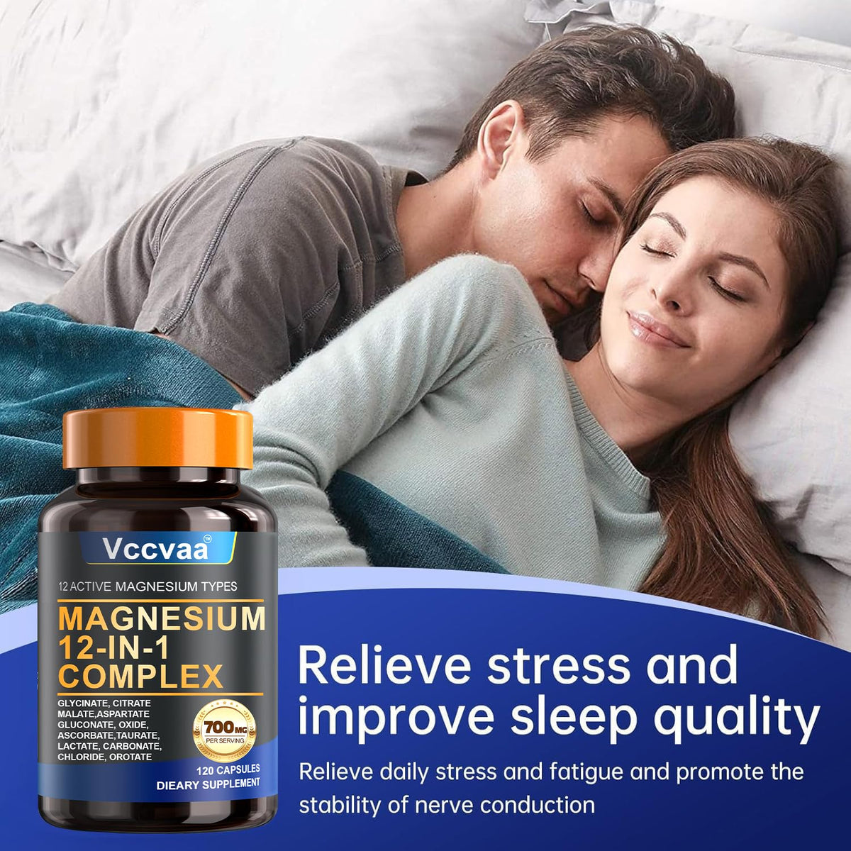 Magnesium Complex 700mg | 12-in-1 High Absorption Supplement | Glycinate, Citrate, Malate, Taurate & More | Sleep Support, Muscle Cramp Relief, Stress, Heart, Bone - Maple Wellness Supplements