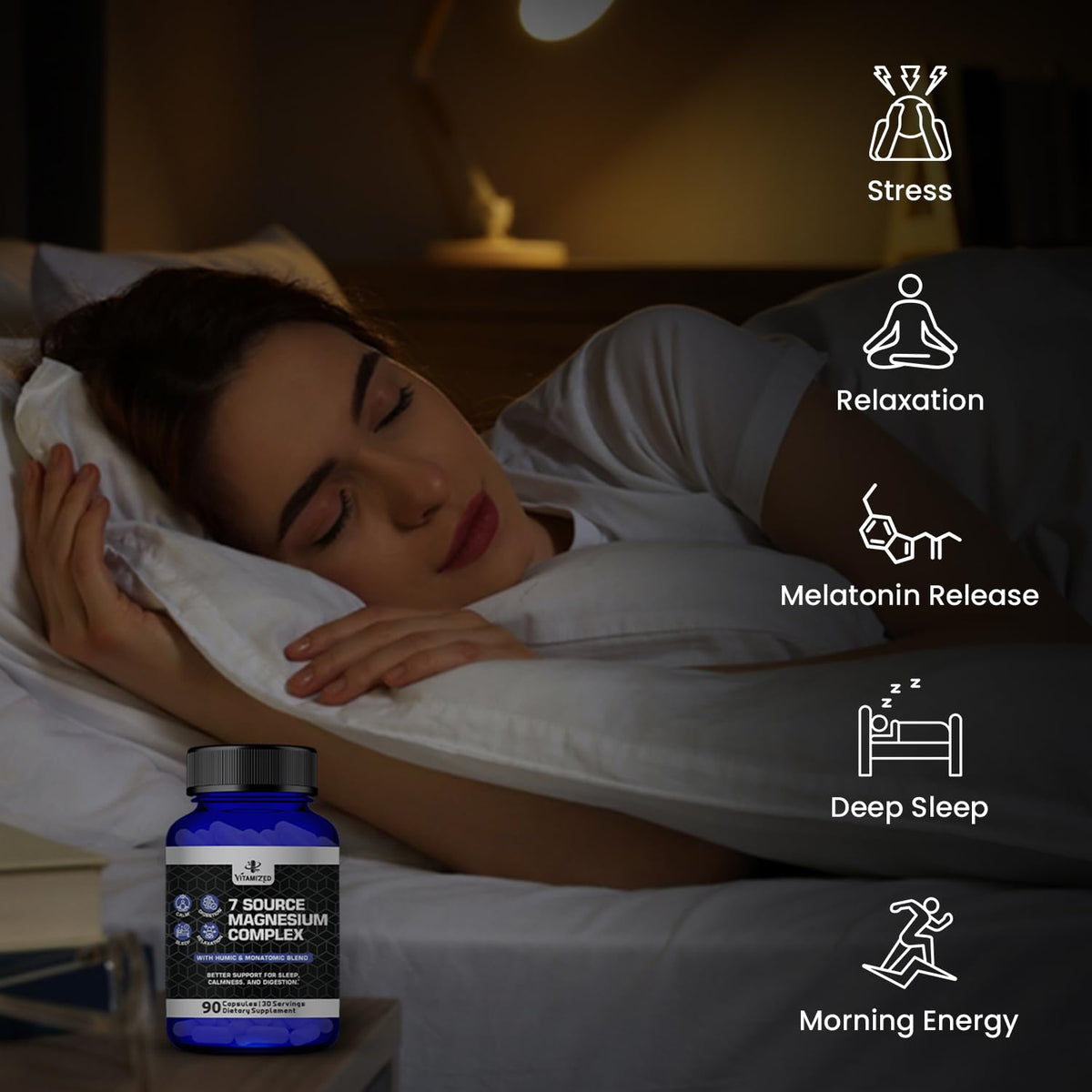 Magnesium Complex for Sleep, Relaxation, Digestion & Calm – Magnesium Glycinate, Citrate, Bisglycinate, Carbonate, Malate, Orotate, Taurate, + Humic/Fulvic for High Absorption - 90 ct. - Maple Wellness Supplements