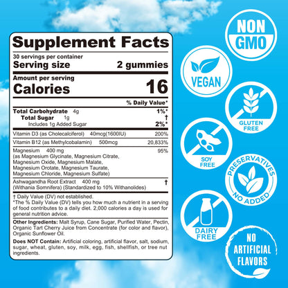 Magnesium Complex Gummies 400mg | as 8 Forms of Magnesium Glycinate, Malate, Citrate, Taurate, Oxide & More | w/Ashwagandha Extract, D3 & B12 Supports for Calm, Zzz - Maple Wellness Supplements