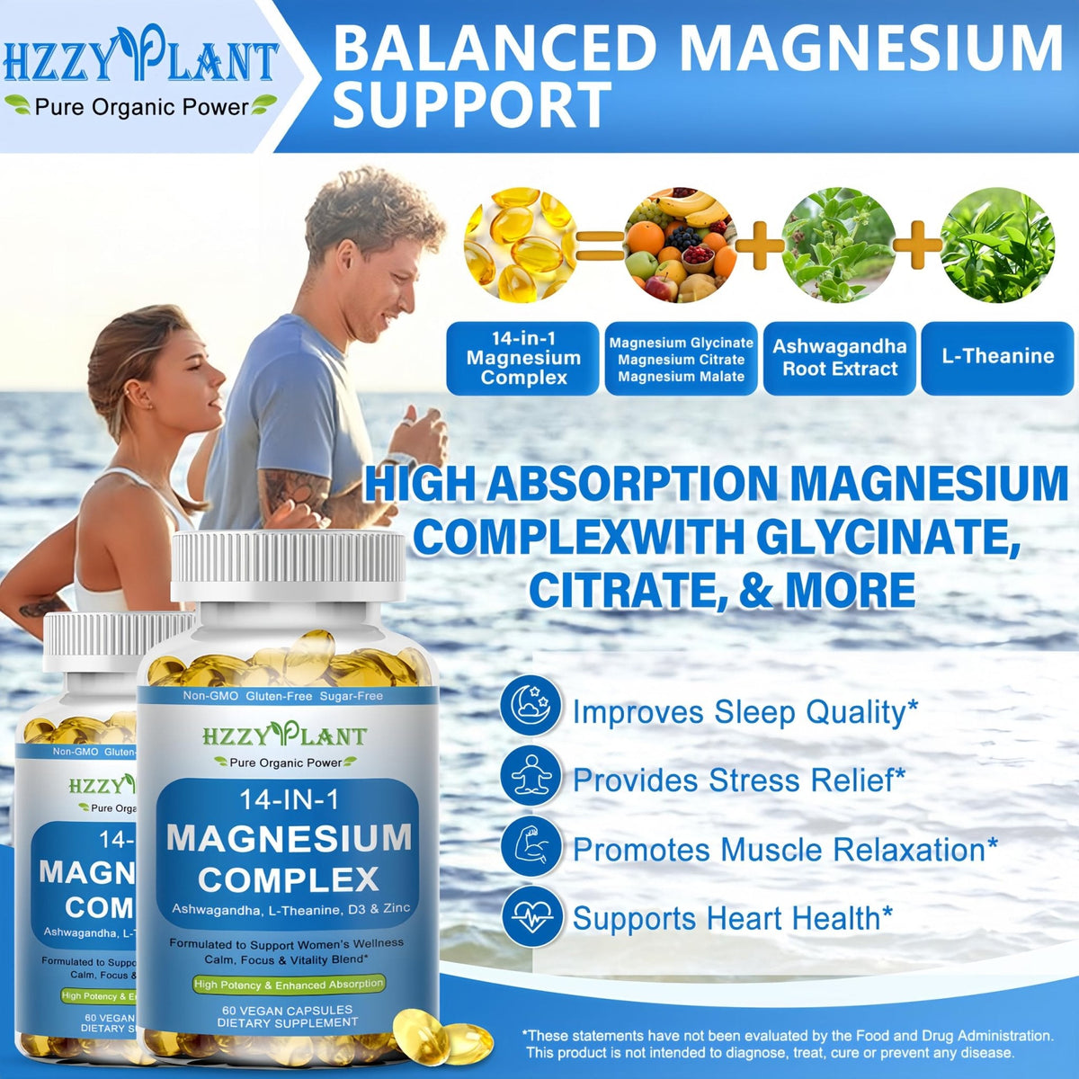 Magnesium Complex Softgels, High Absorption Magnesium Supplement with Glycinate, Citrate, Malate, Taurate, 14-in-1 Magnesium Complex for Women & Men for Muscle, Heart, Sleep Support, 2 Month Supply - Maple Wellness Supplements