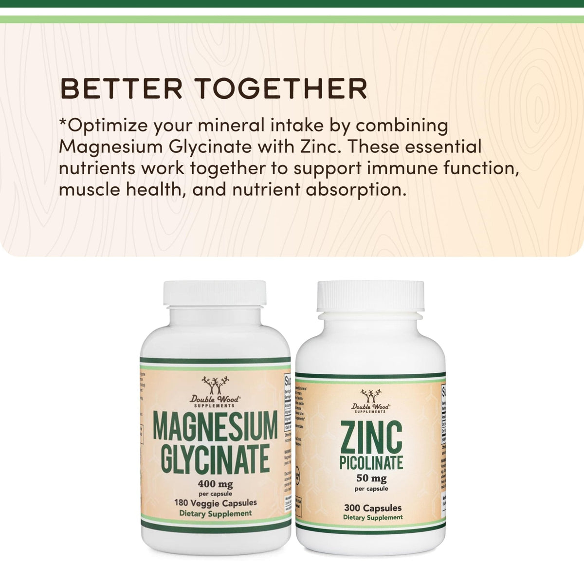 Magnesium Glycinate 400mg | 180 Capsules | Sleep, Muscle, & Heart Support | Vegan, Third Party Tested, Gluten Free, Non-GMO, by Double Wood Supplements - Maple Wellness Supplements