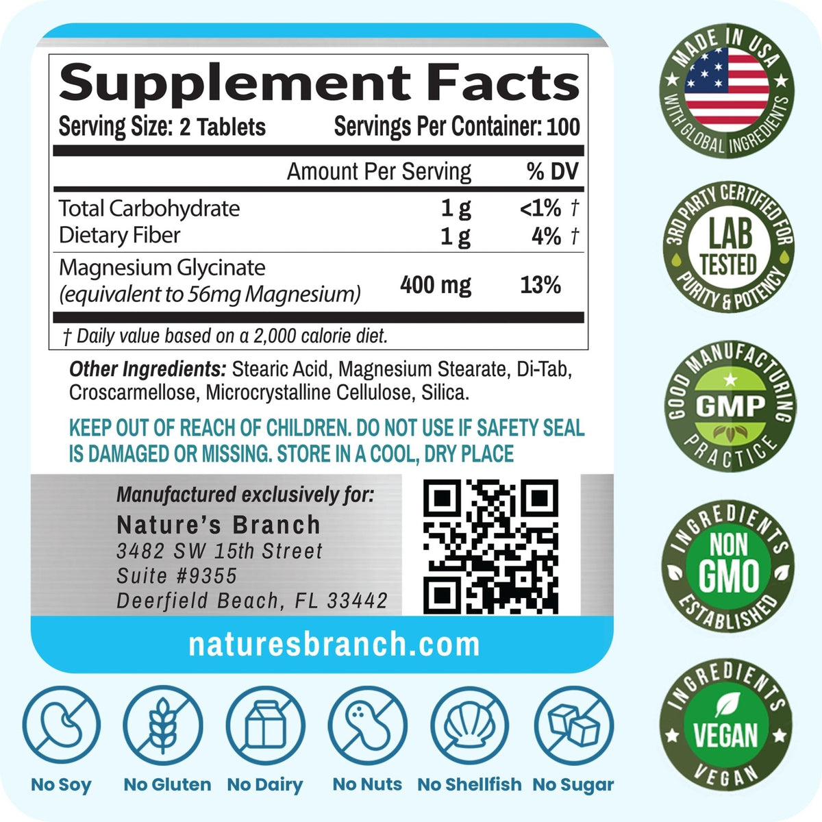 Magnesium Glycinate 400mg | 200 Tablets | High Absorption Mag Supplements for Sleep, Leg Cramps, Heart, Muscle, Calm | Non Buffered Bisglycinate, Extra Strength for Women and Men, Tablets Not Capsules - Maple Wellness Supplements