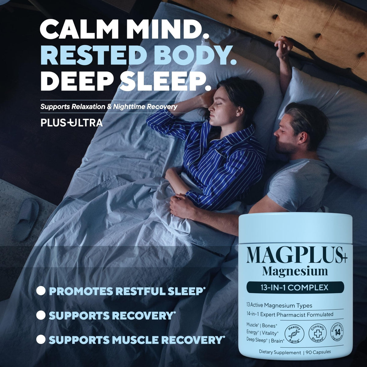 Magnesium Glycinate Complex Supplement, 900mg – 13-in-1 Magnesium L-Threonate, Citrate, Taurate & Malate for Women & Men – Liposomal Chelated Formula – Sleep, Muscle & Brain Support – 90 Capsules - Maple Wellness Supplements