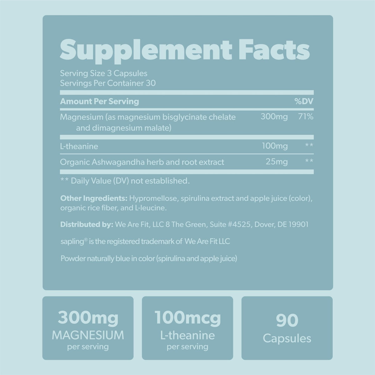 Magnesium Glycinate Complex Supplement - Chelated Magnesium Glycinate with Malate, Organic Ashwagandha, L-theanine & Blue Spirulina - High Absorption, Vegan, Non-GMO, 300mg, 90 Veggie Caps - Maple Wellness Supplements