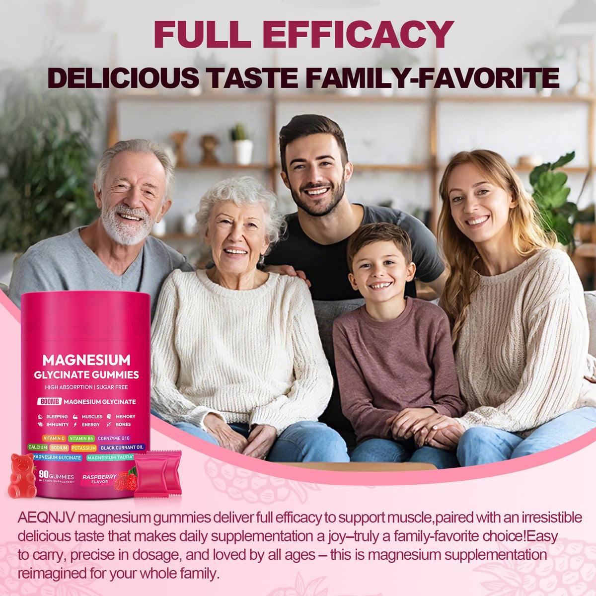 Magnesium Glycinate Gummies 600mg, High Absorption Magnesium Complex, Sugar Free Chewables Gummies with VitaminD & B6 - Maple Wellness Supplements