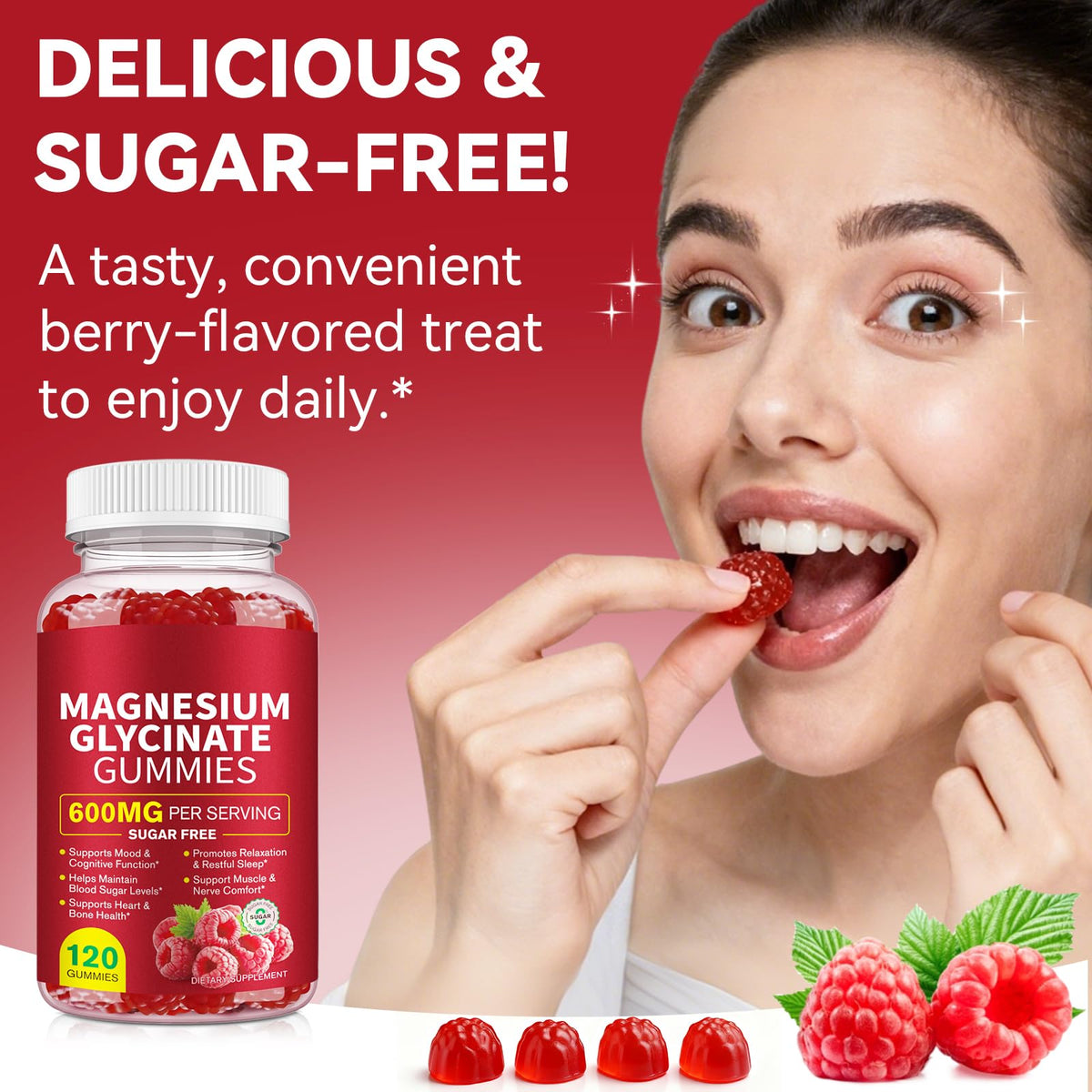 Magnesium Glycinate Gummies 600mg – Sugar-Free High Absorption Magnesium with L-Threonate, Supports Relaxation, Calm & Restful Sleep, - Maple Wellness Supplements