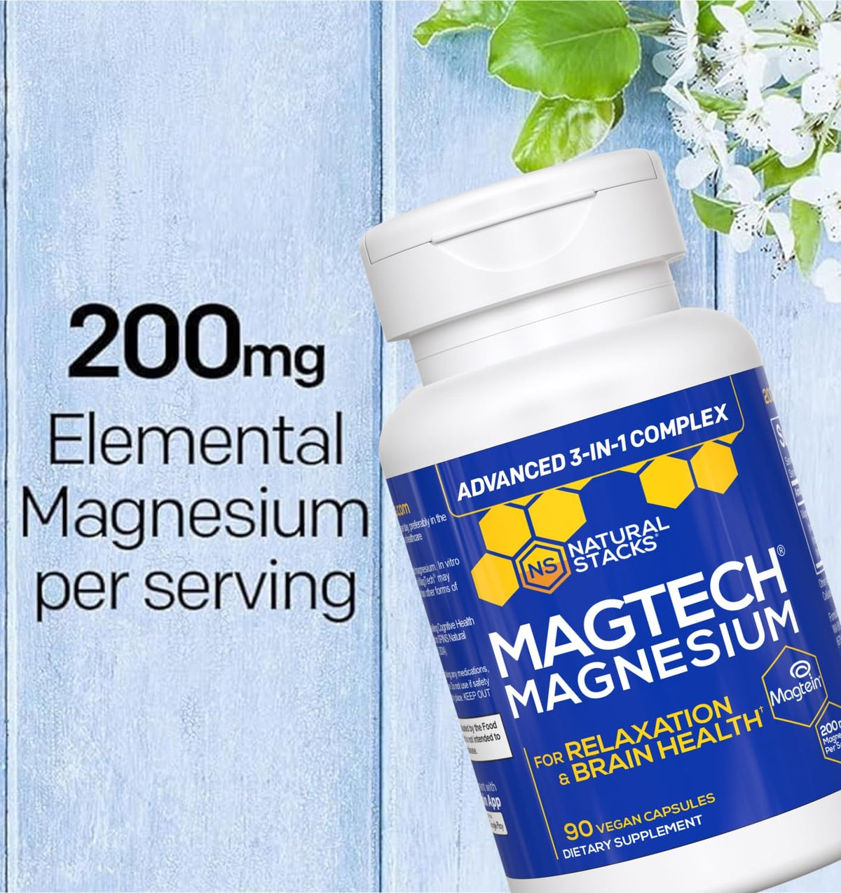 Magtech Magnesium Capsules + Hydration Creatine Powder Lemon Lime Bundle - 3 Forms of Magnesium - Featuring Magtein L-Threonate - Brain Health & Hydration Support* - 44 Total Servings - Maple Wellness Supplements