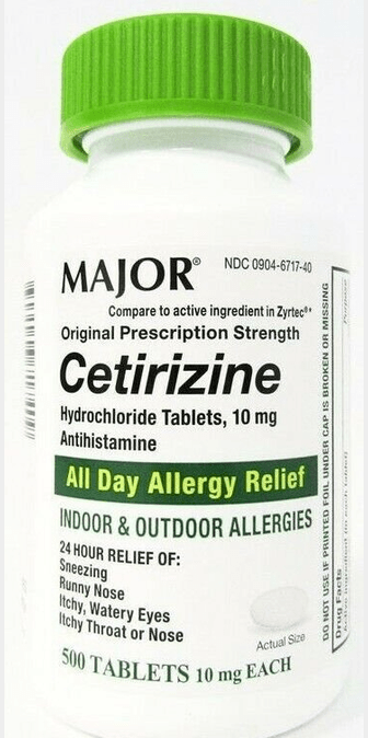Major Cetirizine Hydrochloride Antihistamine 10mg Tablets 500ct - Maple Wellness Supplements