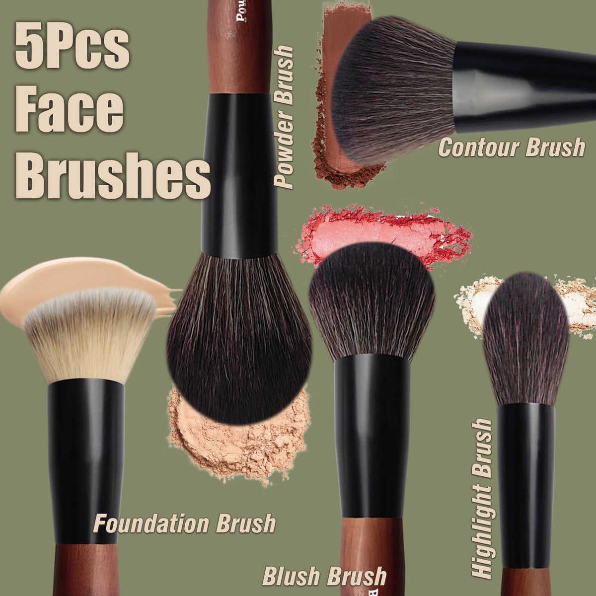 Makeup Brushes 16 Pcs Makeup Brush Set Professional, Wood Handle Travel Make Up Brushes Set with Case, Premium Cruelty-Free Synthetic Fiber Hair Makeup Brush Kit with Holder - Maple Wellness Supplements