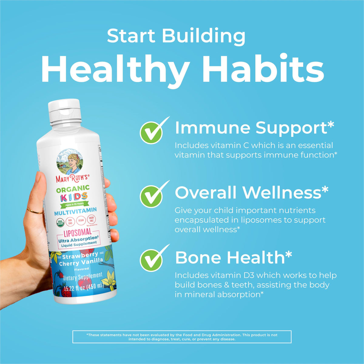 MaryRuth Organics Kids Multivitamin Liposomal | Vegan, Sugar-Free Vitamins for Kids | Ages 4+ | 2 Month Supply | 15.22 Fl Oz - Maple Wellness Supplements