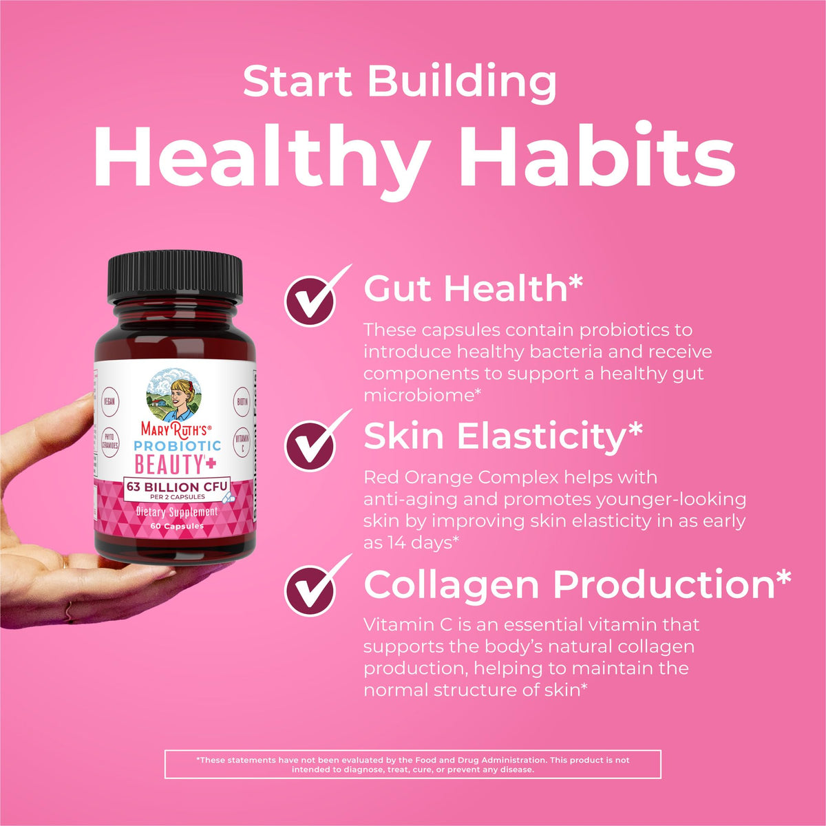 MaryRuth Organics Probiotic Beauty Capsules | Vegan Collagen Support | Anti Aging | Gut Health | Hair Skin and Nails Vitamins | Skin Care - Maple Wellness Supplements