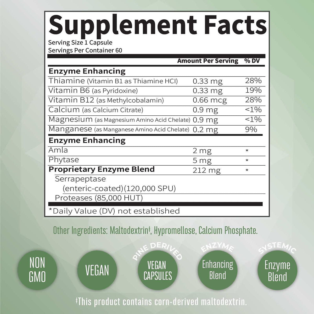 MaryRuth Organics Serrapeptase Enzymes Capsules | Up to 2 Month Supply | Enzyme Supplement for High Potency Sinus Relief Pills| Tissue Health and Cellular Health | Vegan | Gluten Free | 60 Count - Maple Wellness Supplements