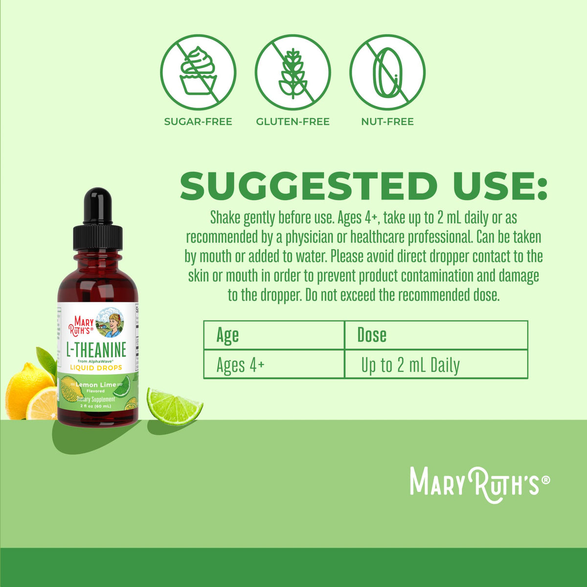 MaryRuth's L Theanine 200mg Liquid Drops | Mood Support for Adults & Kids | Focus Supplement | Natural Sleep Support | Vegan | Non-GMO | Gluten Free | 30 Servings - Maple Wellness Supplements