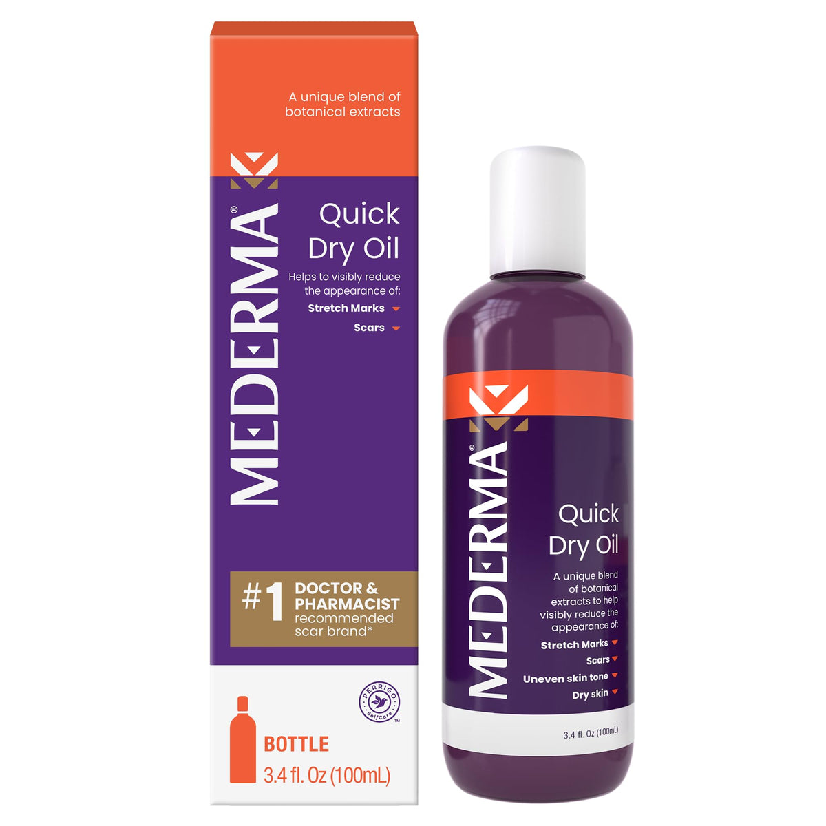Mederma Quick Dry Oil, Scar and Stretch Mark Treatment, Helps to Improve the Appearance with Natural Botanical Extracts, Paraben Free, Fast-Absorbing, 3.4oz (100ml) - Maple Wellness Supplements