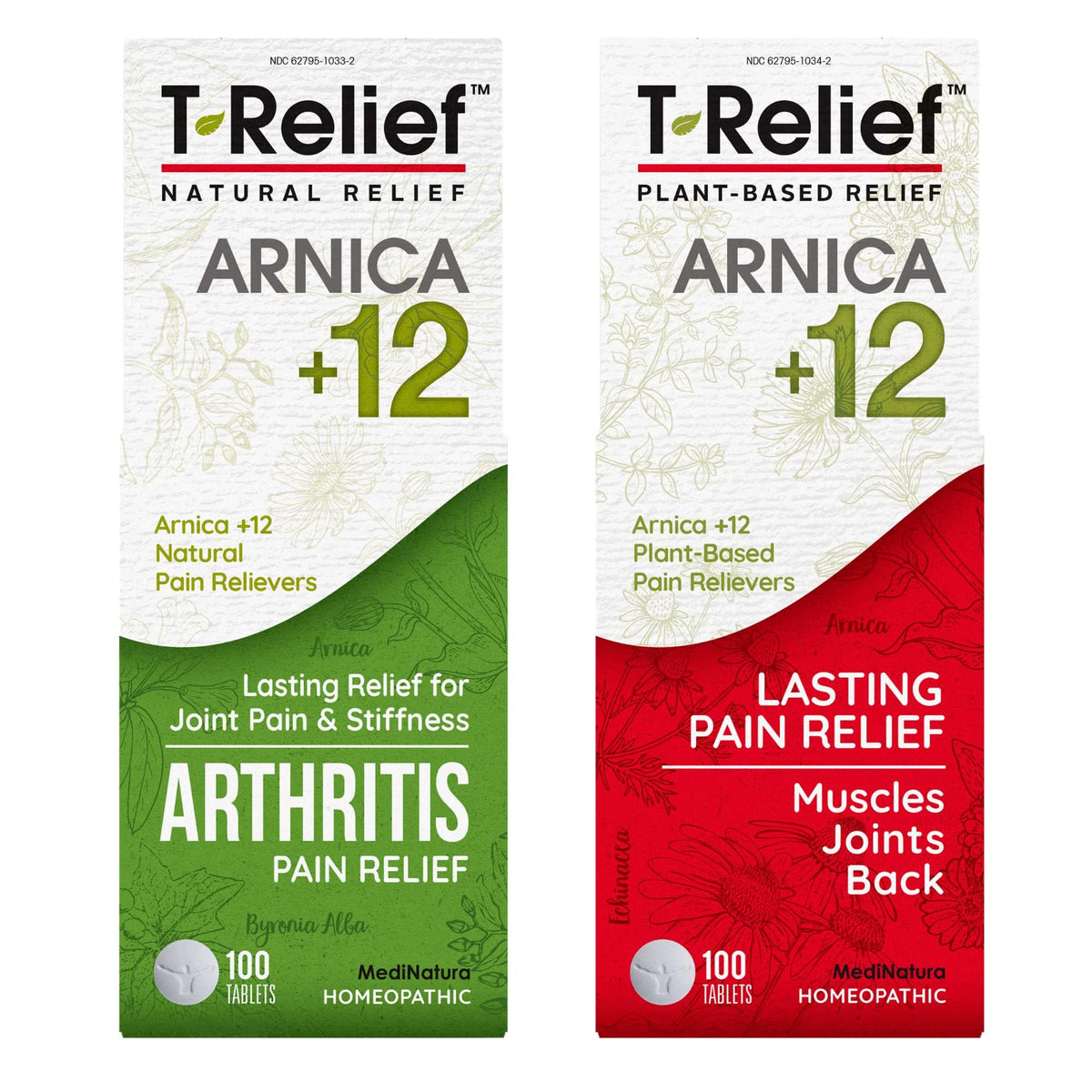 MediNatura Whole Body + Joints Bundle T-Relief Arnica +12 Natural Arthritis Pain Tablets 100ct + T-Relief Arnica +12 Natural Pain Relieving Tablets 100ct - Maple Wellness Supplements
