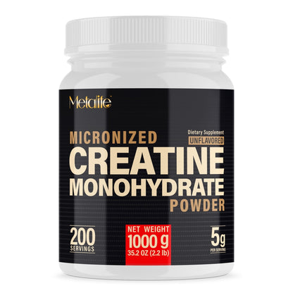 METALIFE 100% Pure Creatine Monohydrate Powder 200 Servings, Micronized Powder, Muscle Growth, Unflavored, Ideal for Athletes & Fitness Enthusiasts, - Maple Wellness Supplements