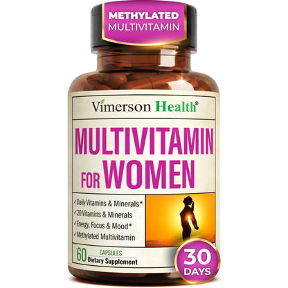 Methylated Multivitamin for Women w/Bioavailable Vitamins, Chelated Minerals, Vitamin D, B12, C, A & Zinc for Energy, Focus and Immune Health - Maple Wellness Supplements