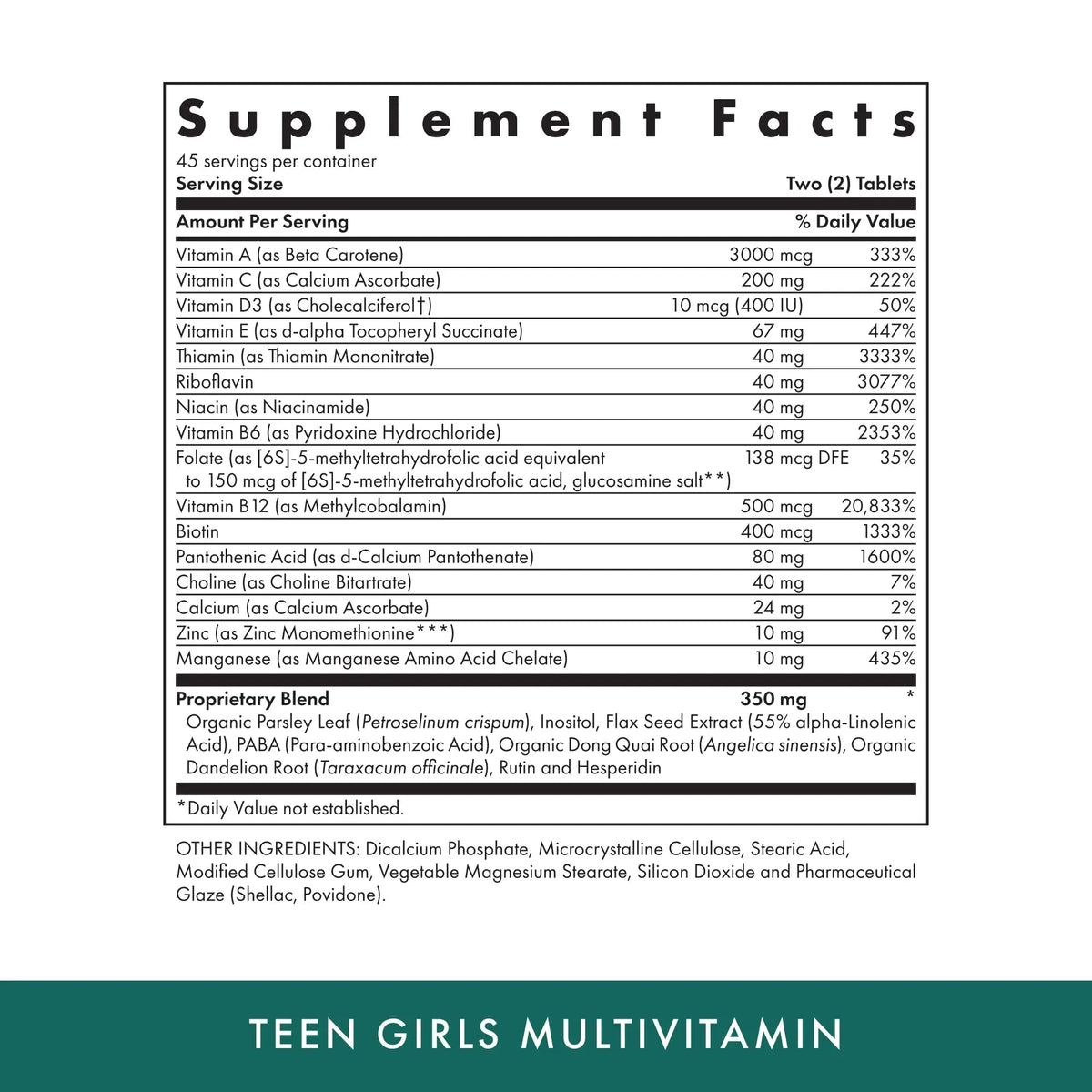 MICHAEL'S Health Naturopathic Programs Teen Girls Multivitamin - 90 Vegetarian Tablets - with B Complex Vitamins - Maple Wellness Supplements