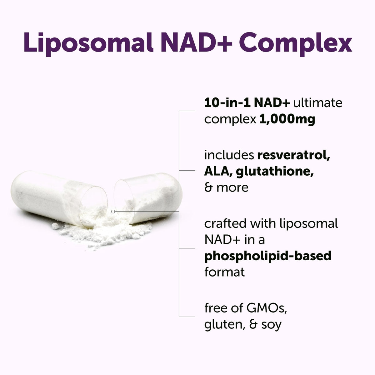 Micro Ingredients Liposomal NAD+ Ultimate Complex 1,000mg | 60 Veggie Capsules | NMN Pathway Formula | 10-in-1 with Resveratrol, Glutathione, & Astaxanthin - Maple Wellness Supplements
