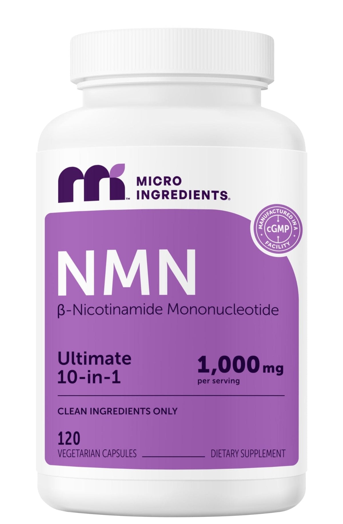 Micro Ingredients NMN Complex 1000mg Per Serving, 120 Veggie Capsules | 10-in-1 with Nicotinamide Mononucleotide, Resveratrol, CoQ10, Quercetin & Glutathione - Maple Wellness Supplements