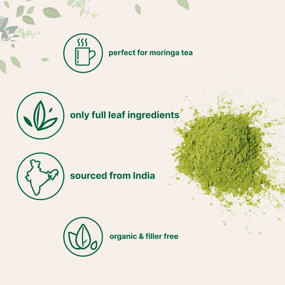 Micro Ingredients Organic Moringa Oleifera Leaf Powder, 2 Pound | Rich in Antioxidants & Immune Vitamins | Pure Leaves Without Stems | - Maple Wellness Supplements