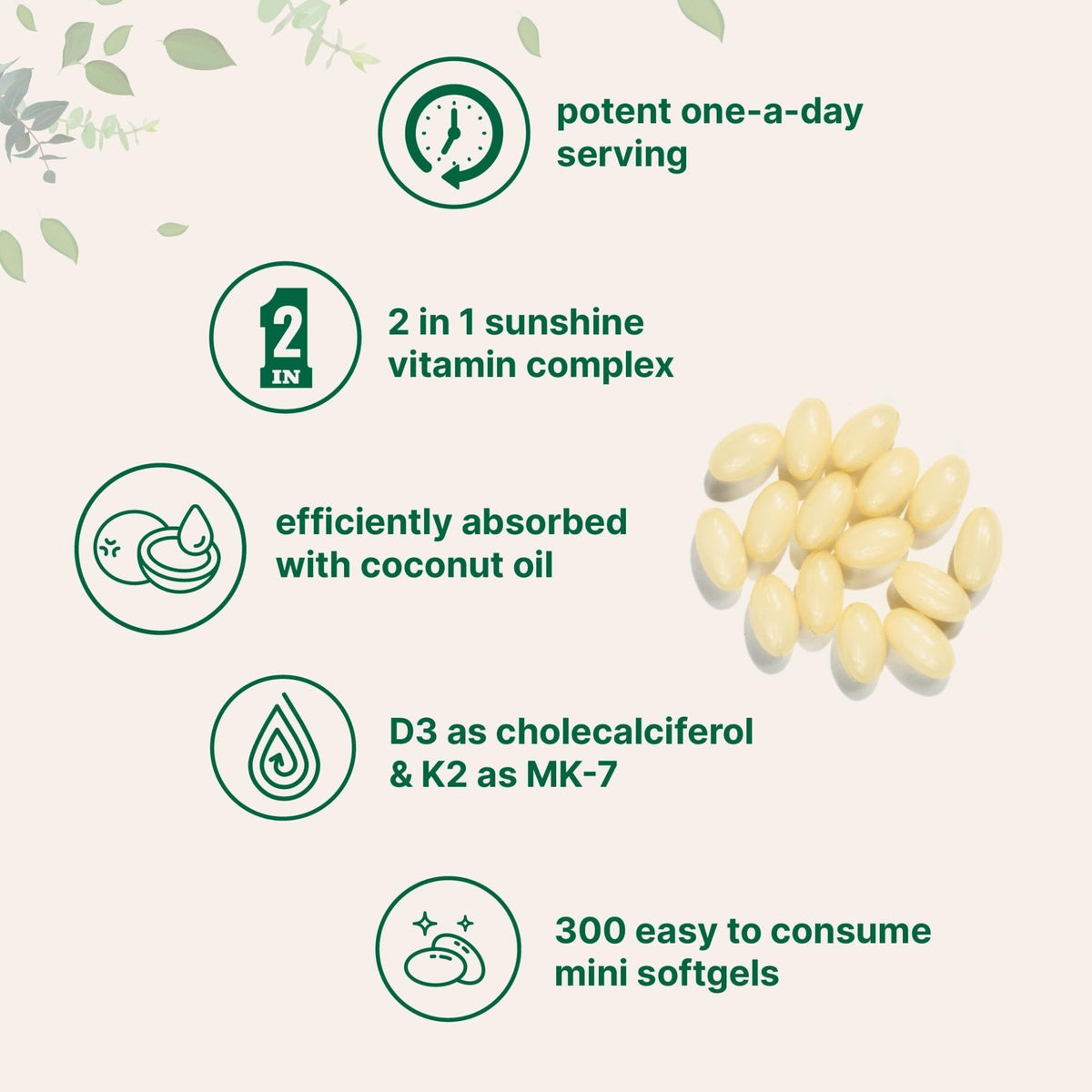Micro Ingredients Vitamin D3 5,000 IU + K2 MK-7 100 mcg, 300 Softgels | Virgin Coconut Oil | 2-in-1 Support - Maple Wellness Supplements