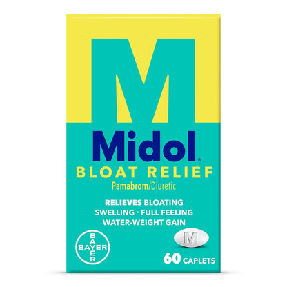 Midol Bloat Relief Caplets with Pamabrom, Relieve Bloating Symptoms Before and During Your Period, Provides Up to 6 Hours of Relief for Women, 60 Count - Maple Wellness Supplements