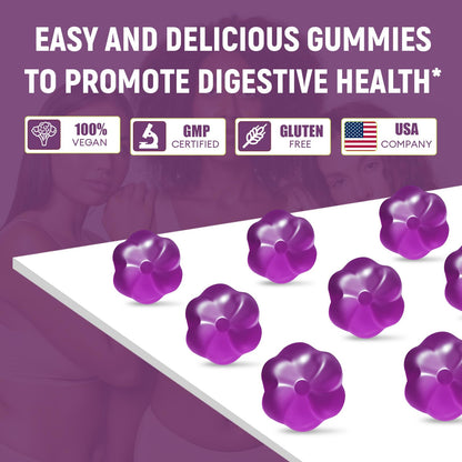 Migcopat 10G Fiber Gummies for Adults, No Sugar Added Grape Flavor, Fiber Supplement with 30 Billion CFU Probiotics Blend, ACV, Vitamin C, - Maple Wellness Supplements