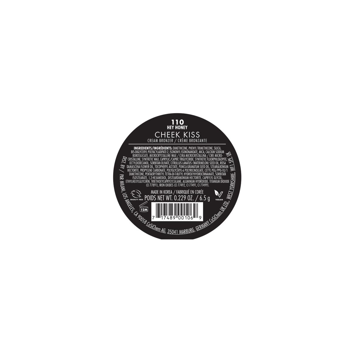 Milani Cheek Kiss Cream Bronzer, 110 - Hey Honey, Vegan & Cruelty-Free, Made in Korea, Lightweight Glow, Soft Matte Finish - Maple Wellness Supplements
