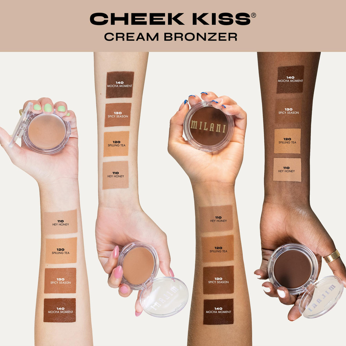 Milani Cheek Kiss Cream Bronzer, 110 - Hey Honey, Vegan & Cruelty-Free, Made in Korea, Lightweight Glow, Soft Matte Finish - Maple Wellness Supplements