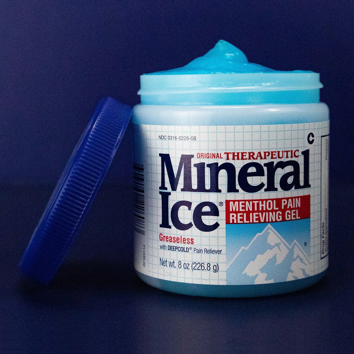 Mineral Ice Original Therapeutic Menthol Pain Relief Gel. Greaseless with "Deepcold" Pain Reliever. Provides Cooling & Penetrating Relief for Arthritis, Simple Backache, Strains & Sprains (8 Ounce) - Maple Wellness Supplements