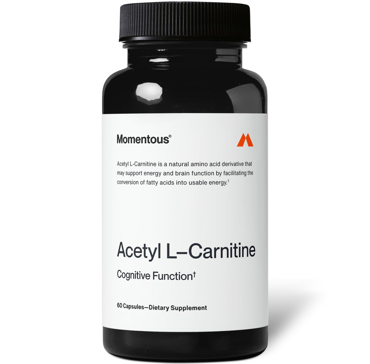 Momentous Acetyl L-Carnitine, Brain Function & Cognitive Support Supplement, Boosts Mental Clarity & Energy Production, NSF Certified for Sport, 500 mg, 60 Servings - Maple Wellness Supplements