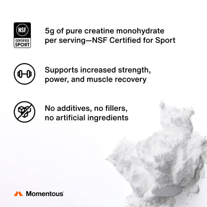 Momentous Creatine Monohydrate Powder - Creatine Powder - Supports Strength, Lean Muscle, & Recovery for Men & Women - Maple Wellness Supplements
