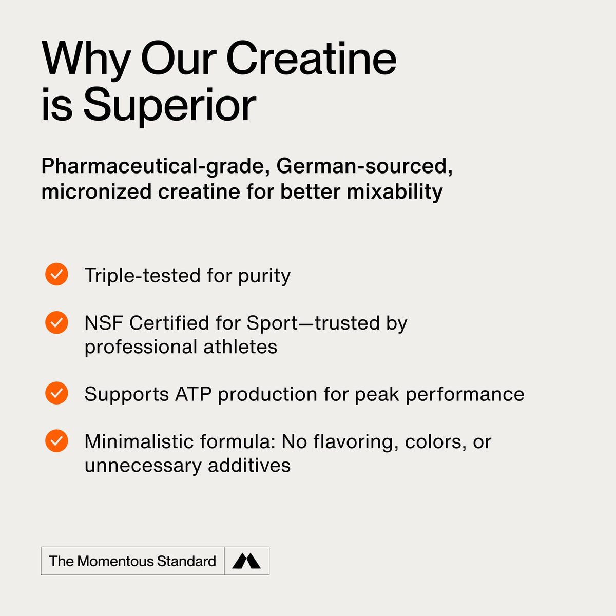 Momentous Creatine Monohydrate Powder - Creatine Powder - Supports Strength, Lean Muscle, & Recovery for Men & Women - NSF Certified for Sport - 5 g per Serving - 30 Servings - Maple Wellness Supplements
