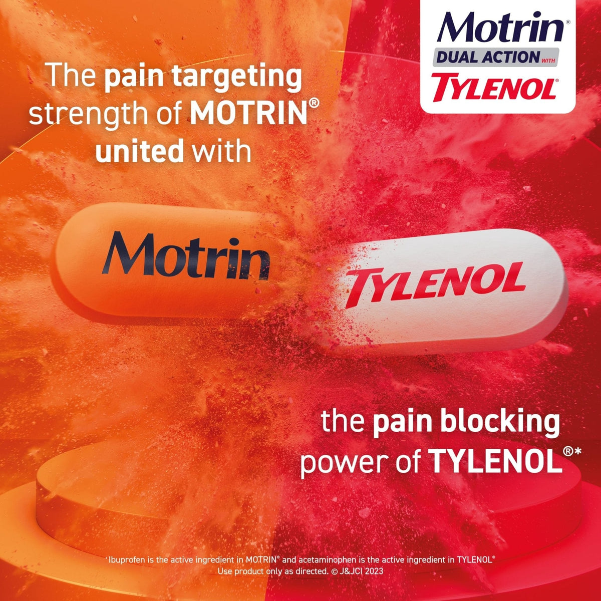 Motrin Dual Action with Tylenol, Ibuprofen & Acetaminophen Fast-Acting, Long Lasting Pain Reliever for Minor Aches & Pains, Ibuprofen (NSAID) 125 mg & Acetaminophen 250 mg, 120 ct - Maple Wellness Supplements