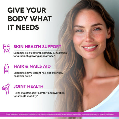 Multi Collagen Peptides - Hydrolyzed Types I, II, III, V & X - Collagen Supplement for Women 1300mg - w/ Hyaluronic Acid, Vitamins C & E - Skin, Hair, Nails & Joint Support - Made in USA, 120 Capsules - Maple Wellness Supplements