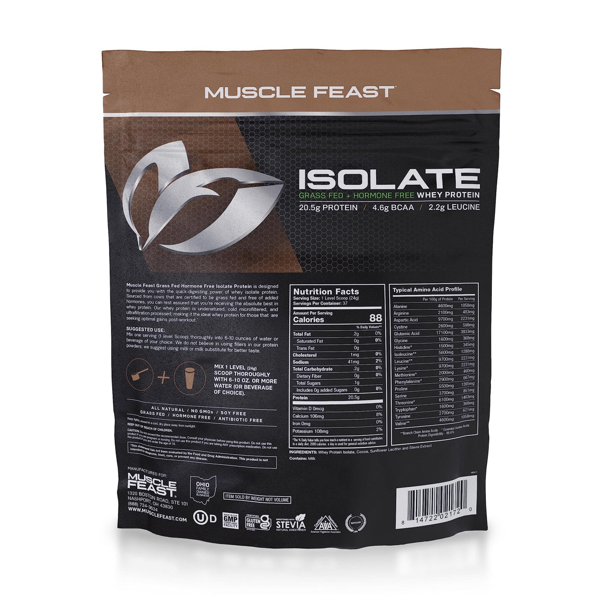Muscle Feast Grass-Fed Whey Protein Isolate, All Natural Hormone Free Pasture Raised - Maple Wellness Supplements