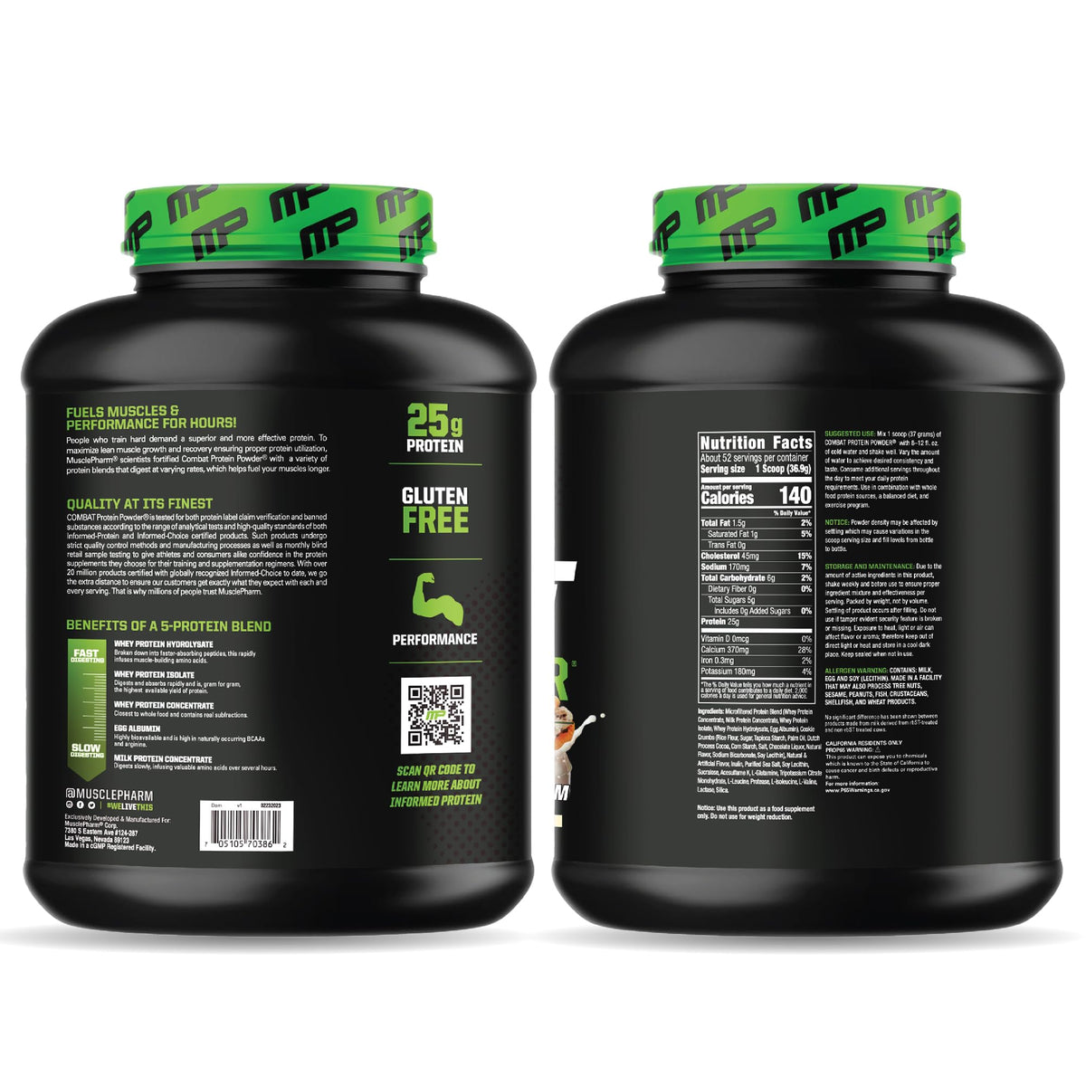 MusclePharm Combat Protein Powder, Chocolate Milk Flavor, Fuels Muscles for Productive Workouts, 5 Protein Sources including Whey Protein Isolate & Egg Albumin, Gluten Free, 4.2 lb, 52 Servings - Maple Wellness Supplements