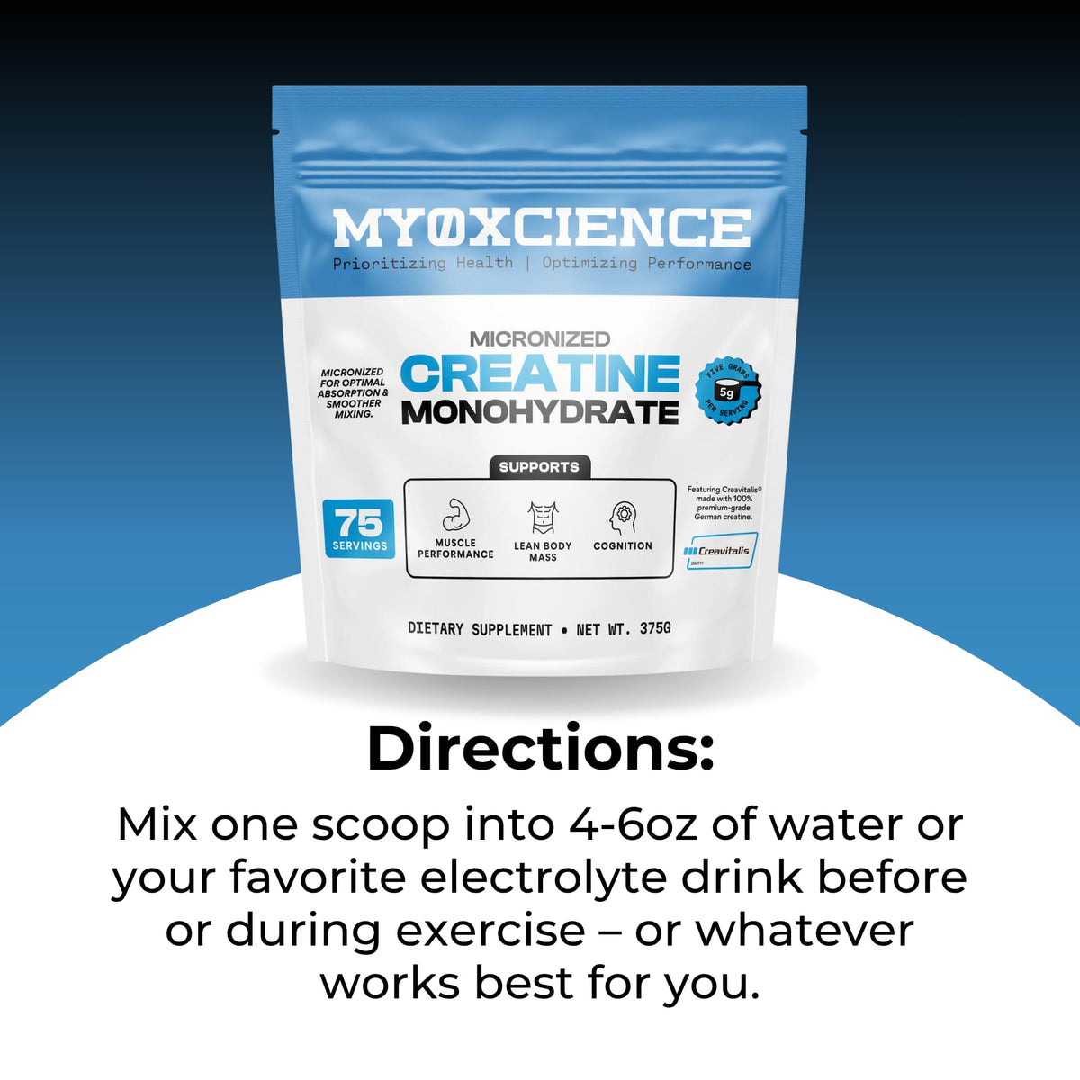 MYOXCIENCE Micronized Creavitalis Creatine | The World’s Purest Micronized Form of Creatine Monohydrate | Supports Muscle Performance - Maple Wellness Supplements