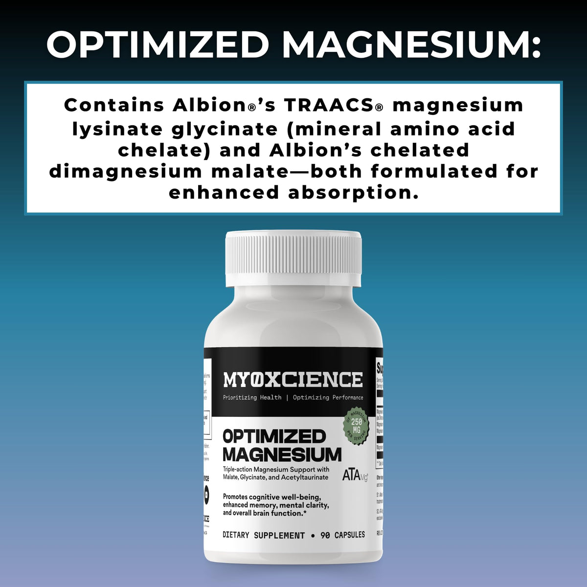 MYOXCIENCE Optimized Magnesium Glycinate + Magnesium Taurate (as ATAmag®) for High Brain Bioavailability to Support Stress Relief and Sleep | 30 Servings - Maple Wellness Supplements